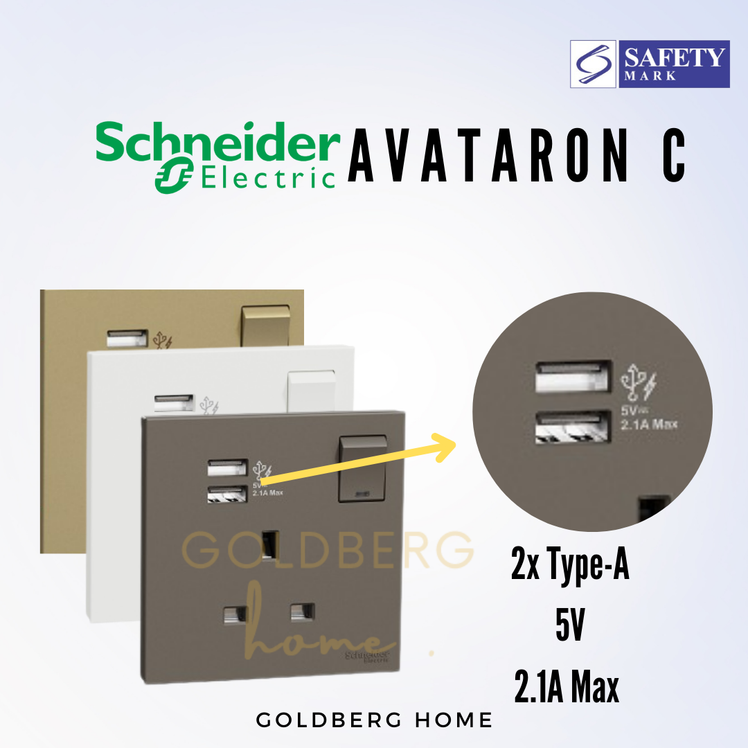 Schneider Avataron C 13A Single Socket with USB Goldberg Home SG