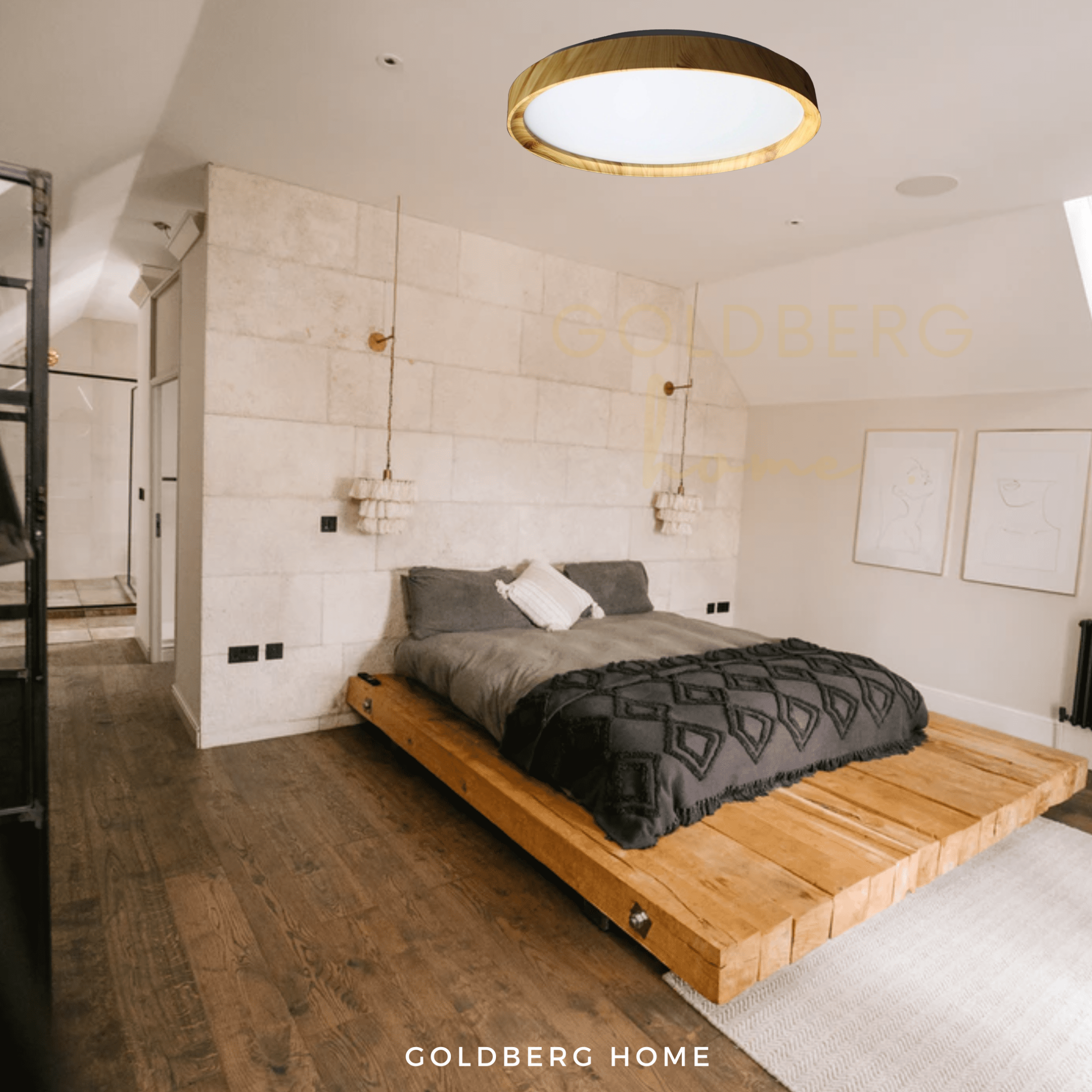 Zakuro Wood LED 39cm 36W Ceiling Light Goldberg Home SG