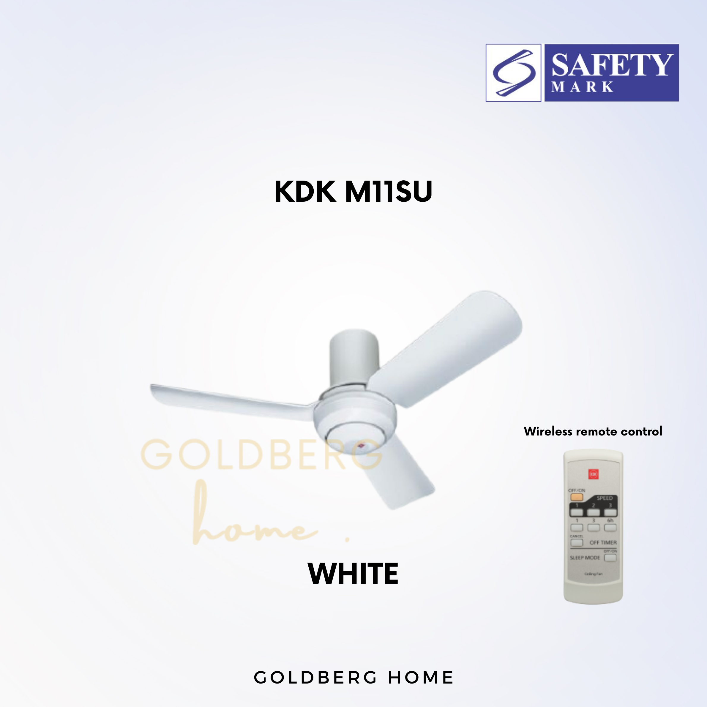 White KDK M11SU Ceiling Fan suitable for SG HDB Condo Landed | Ceiling Fans with Remote Control | Goldberg Home SG
