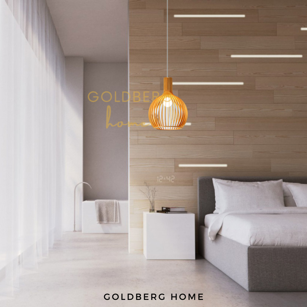 Busan Pendant Light for Bedroom Room | Premium Wood Style Pendant Light | Goldberg Home SG
