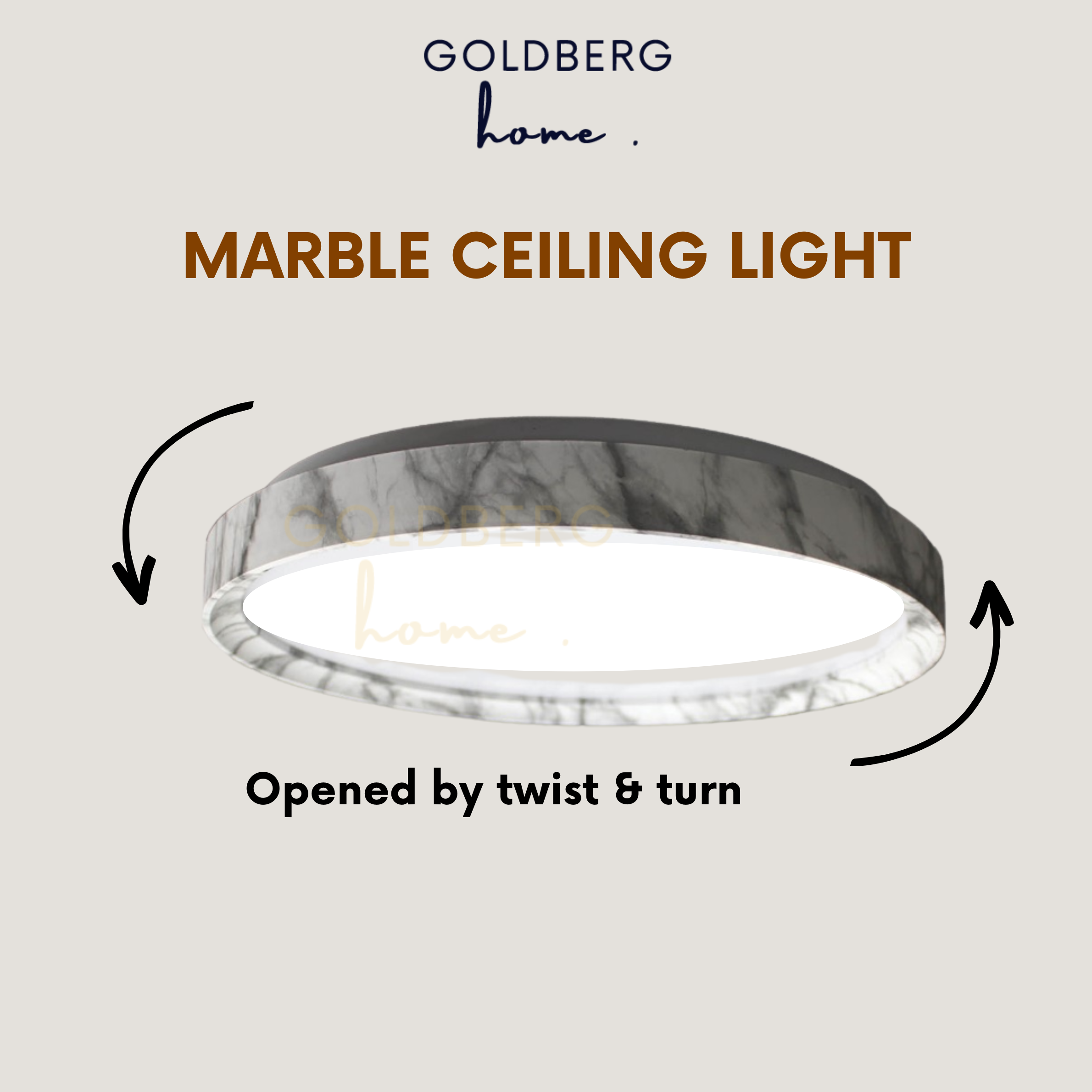 Marble LED 39cm 36W Ceiling Light Goldberg Home SG