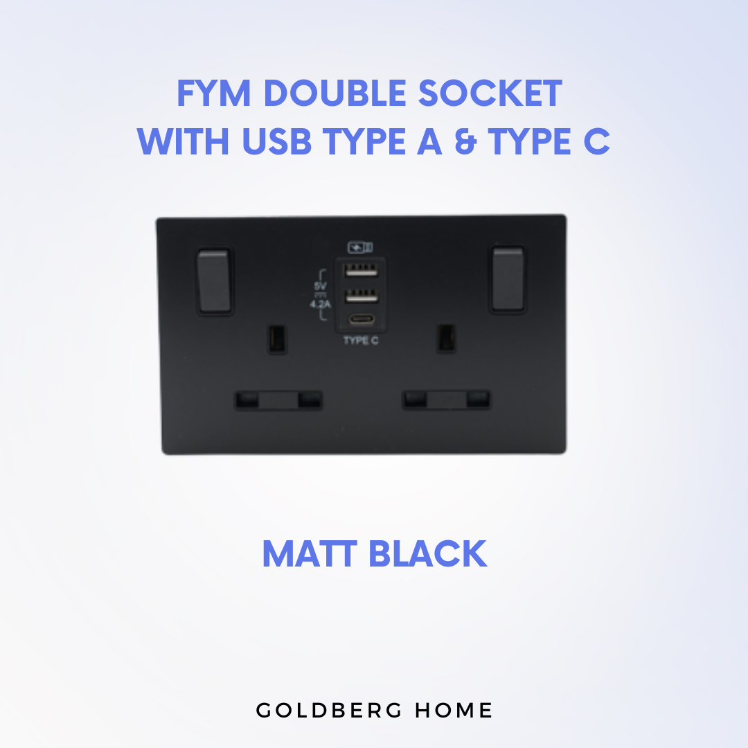 FYM Jovia Double Socket with USB Type A Type C Goldberg Home SG