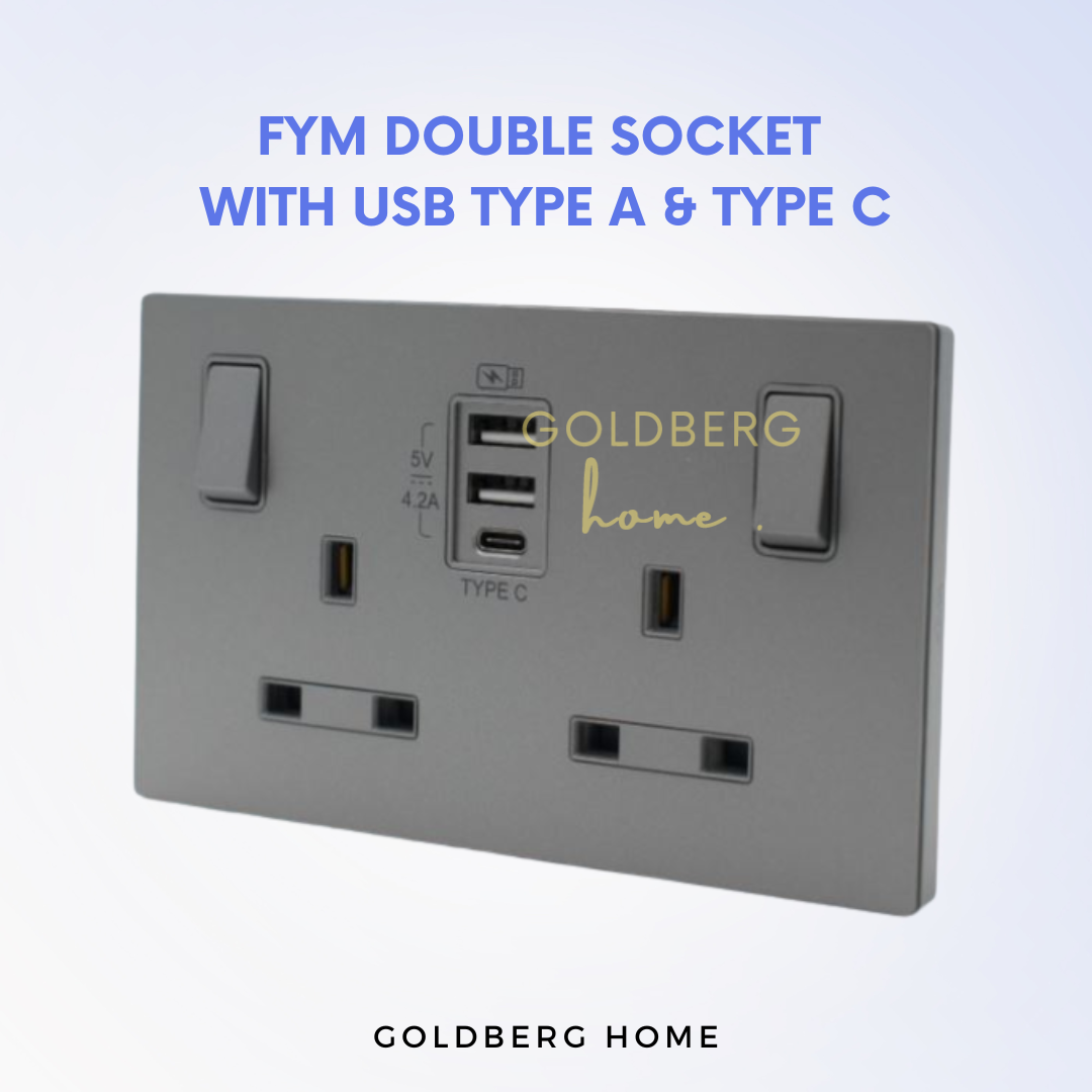 FYM Jovia Double Socket with USB Type A Type C Goldberg Home SG