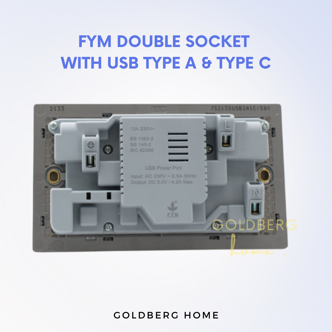 FYM Jovia Double Socket with USB Type A Type C Goldberg Home SG
