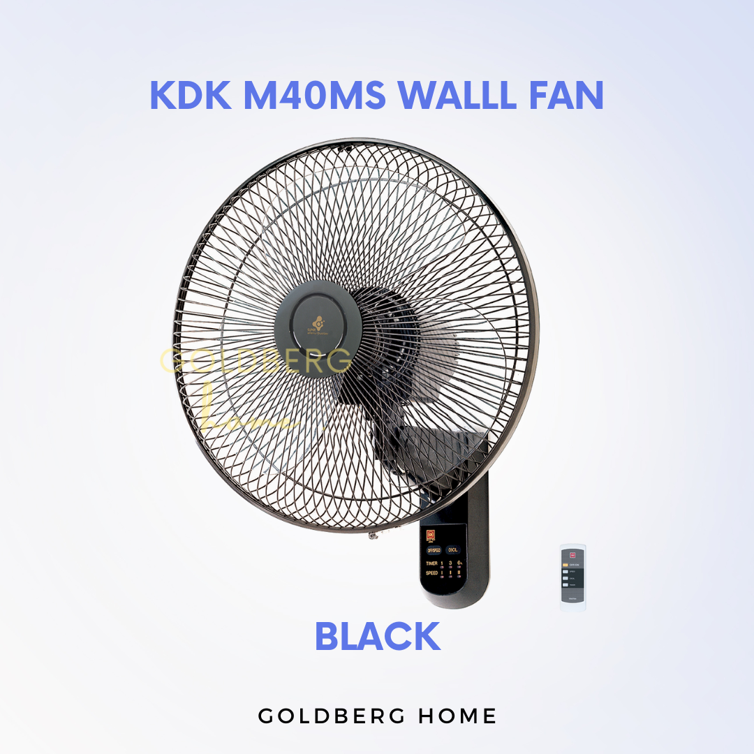 Black KDK M40MS Wall Fan | Wall Fans with Remote Control | Goldberg Home SG