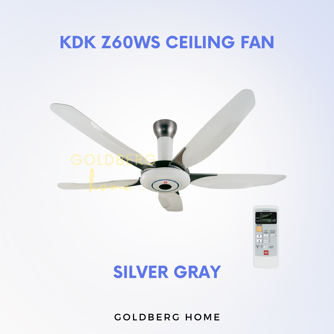 Silver Grey KDK Z60WS Ceiling Fan | Ceiling Fans with Remote Control | Goldberg Home SG
