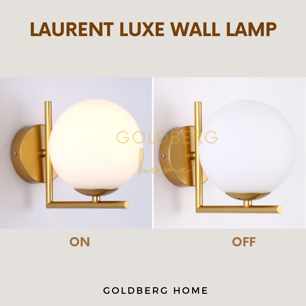 Laurent Luxe Gold & White Spherical Wall Lamp Goldberg Home SG