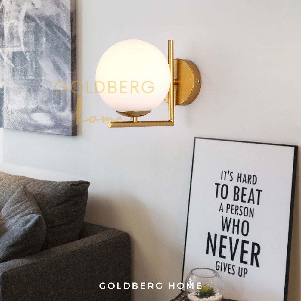 Laurent Luxe Gold & White Spherical Wall Lamp Goldberg Home SG