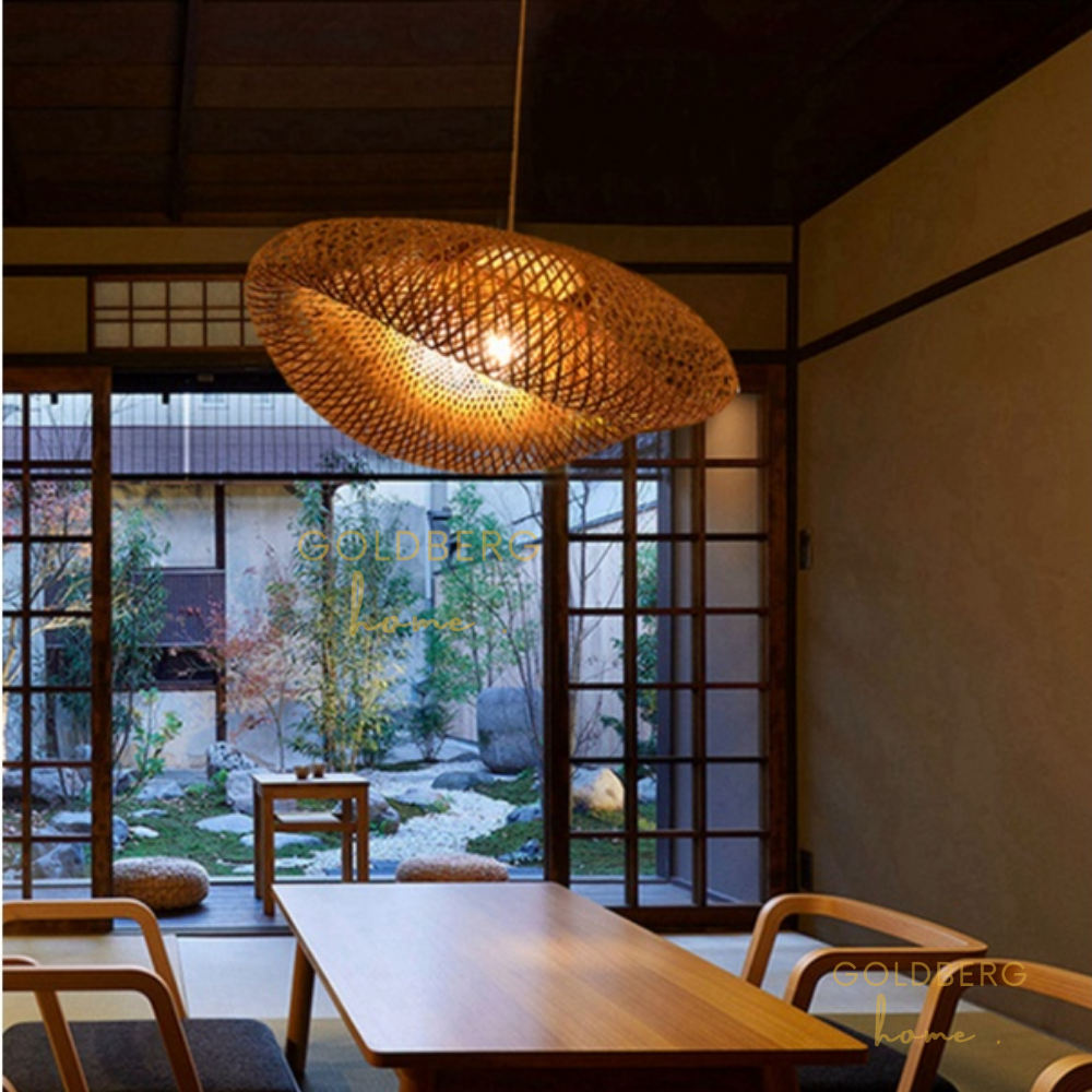 Nordic Rattan Pendant Light Wooden Goldberg Home SG