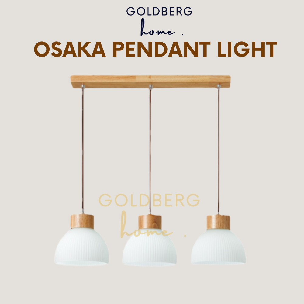 Osaka Wooden Pendant Light for SG HDB Condo Landed | Real Wood Base Pendant Light | Goldberg Home SG