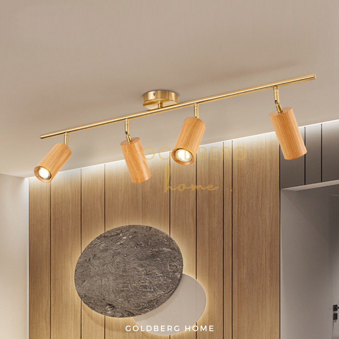Hokkaido 4-head wooden spotlight installed in a modern Scandinavian-style Singapore BTO kitchen renovation.