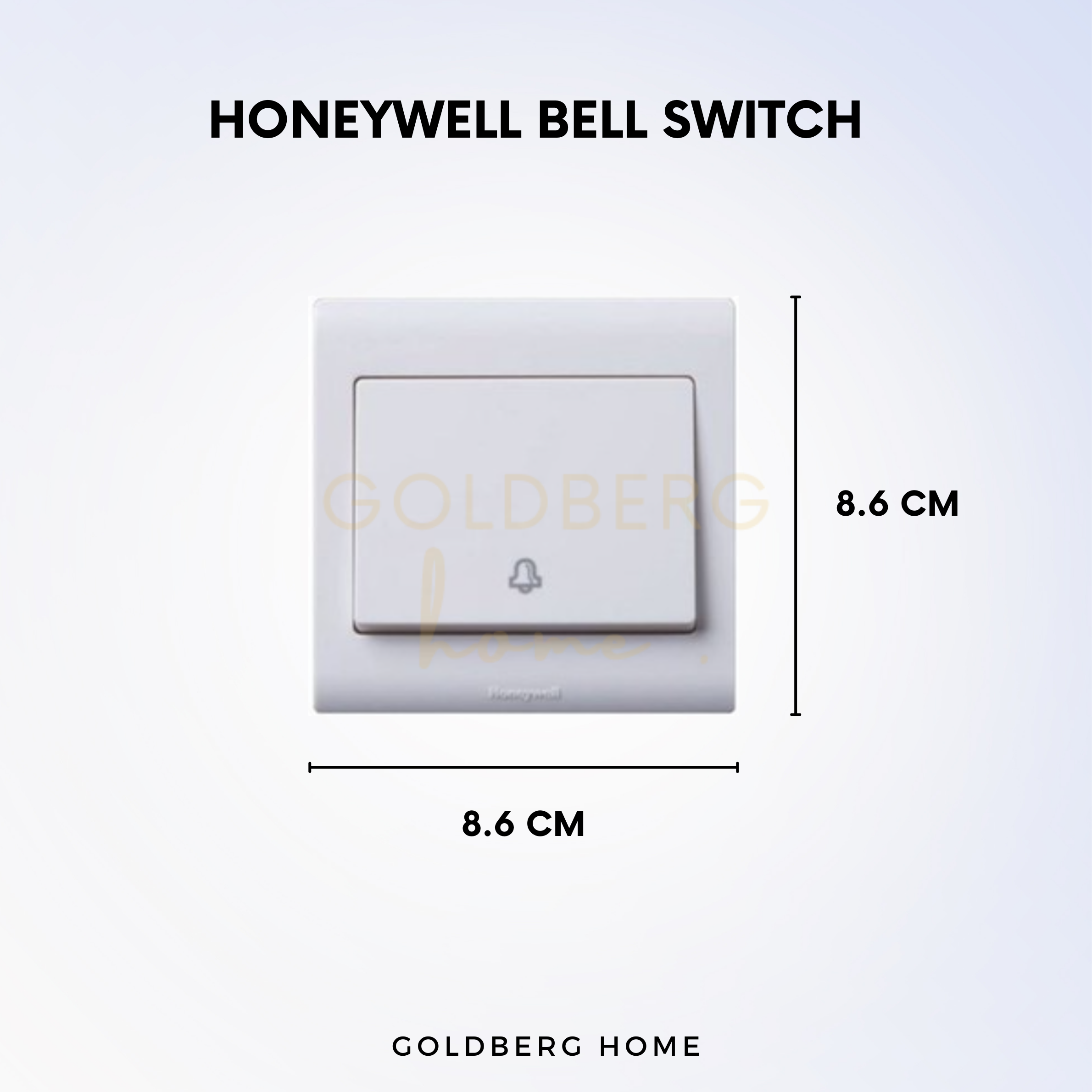 Technical sizing and mounting specs for Honeywell R Series white bell switch.