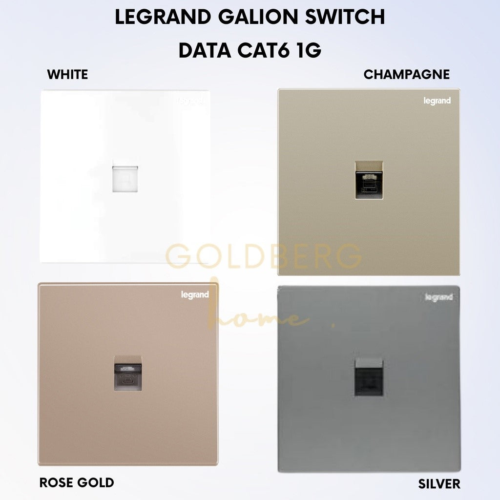 Goldberg Home Legrand Galion single Cat6 network data socket in modern SG interior finishes.