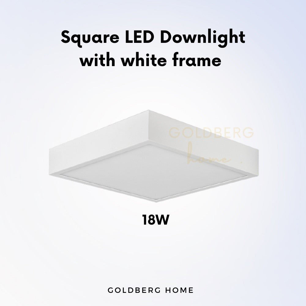 Square White Premium Luz LED ceiling light 18W by Goldberg Home. Modern lighting for Singapore homes.