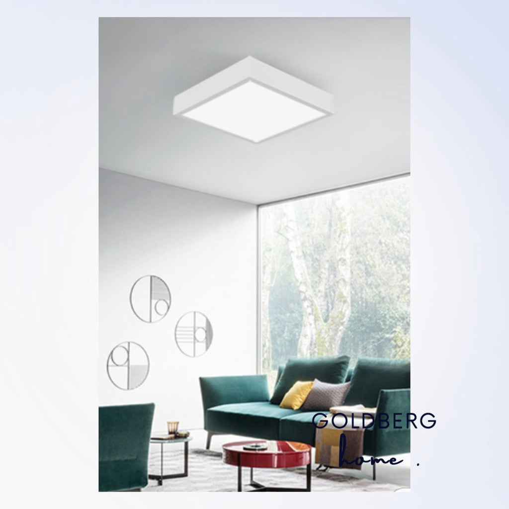 Square White Premium Luz LED light installed in a Singapore HDB Living Room renovation by Goldberg Home.