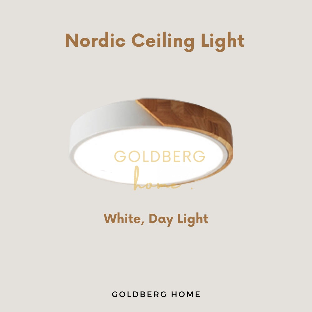 White Tami Nordic wood frame LED light in 6500K Daylight. Minimalist Goldberg Home lighting for SG BTO.