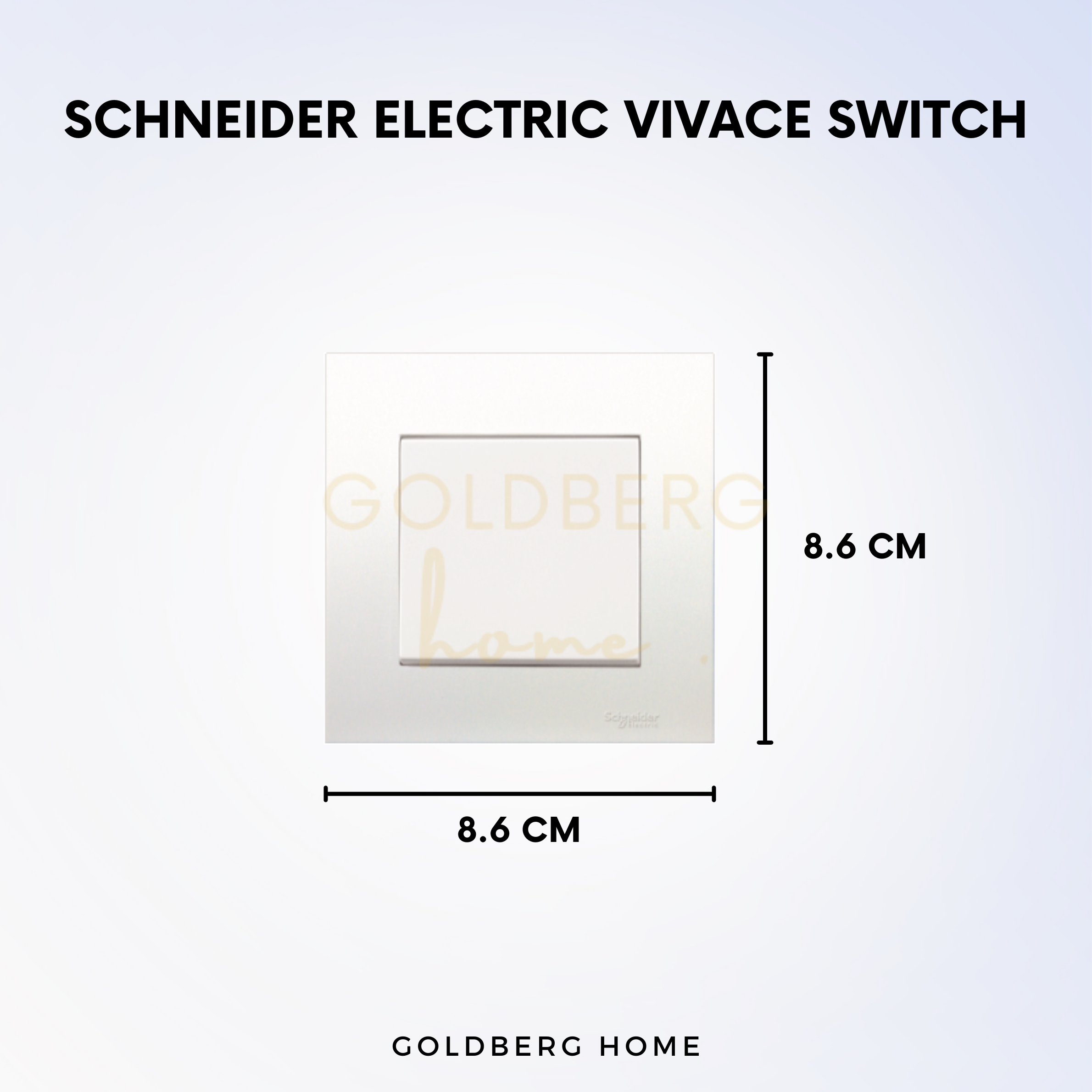 Standard 86mm x 86mm dimensions for Schneider Vivace switch, slim 8mm projecting depth for SG walls.