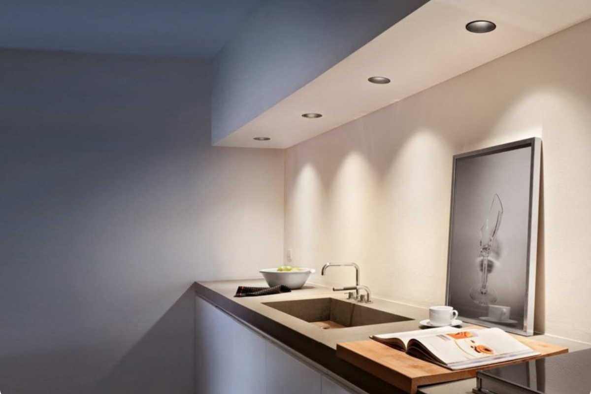 Goldberg Home kitchen downlight recessed ceiling Singapore condo minimalist countertop cool white ambient lighting installation