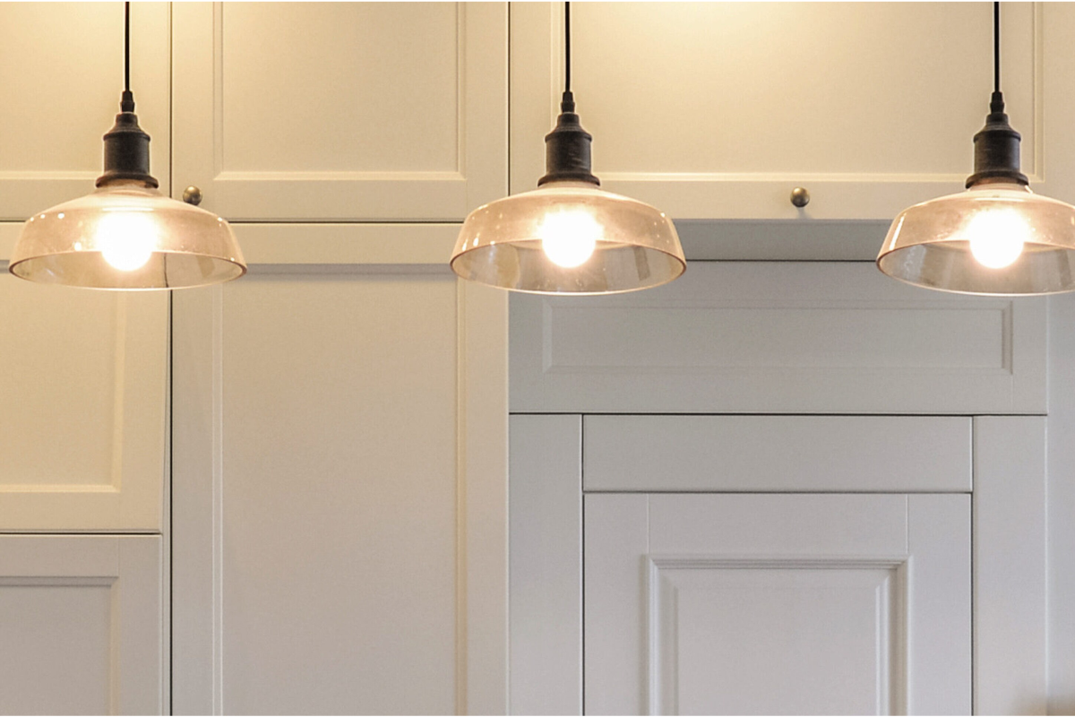 Goldberg Home kitchen pendant light glass shade bulb vintage white cabinet Singapore HDB condo interior