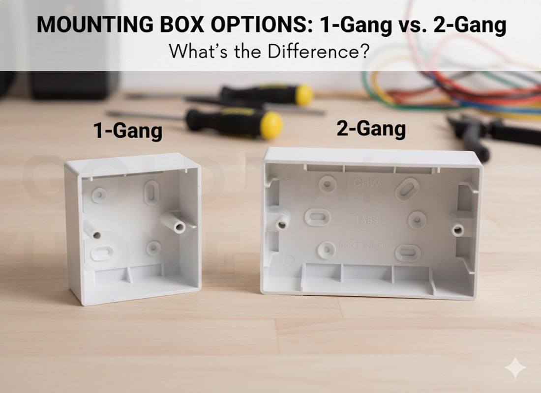Goldberg Home white 1 gang 2 gang surface mounting box Singapore HDB electrical wiring solution