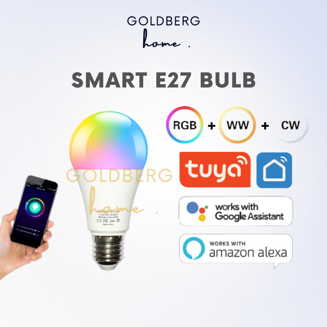 E27 WIFI Smart LED Bulb RGB+C+W Dimmable 9W Goldberg Home SG