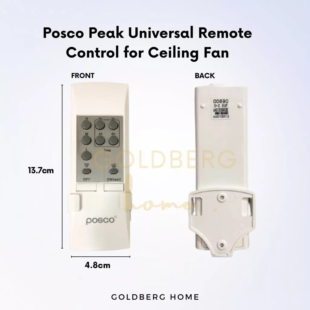 Measurement of Posco Peak Universal Remote Control | Remote Control for Ceiling Fan | Goldberg Home SG