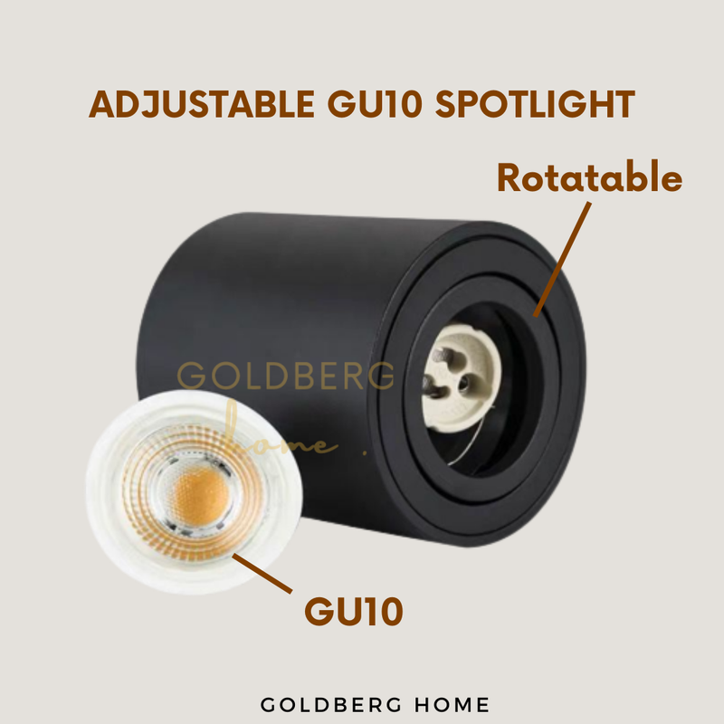 Nottingham LED GU10 Adjustable Surface Spotlight Black White