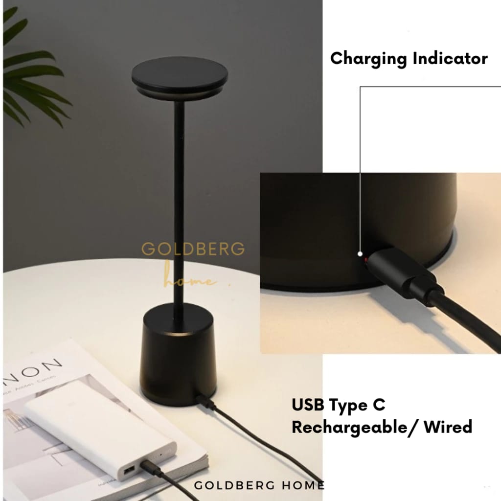 Close Up of Vienna Gold  Adjustable Table Lamp | USB Rechargeable Table Lamp | Goldberg Home SG