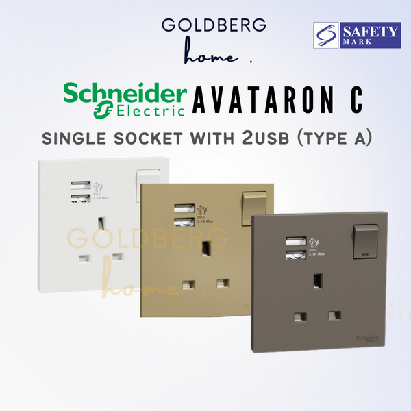 Schneider Avataron C 13A Single Socket with USB Goldberg Home SG