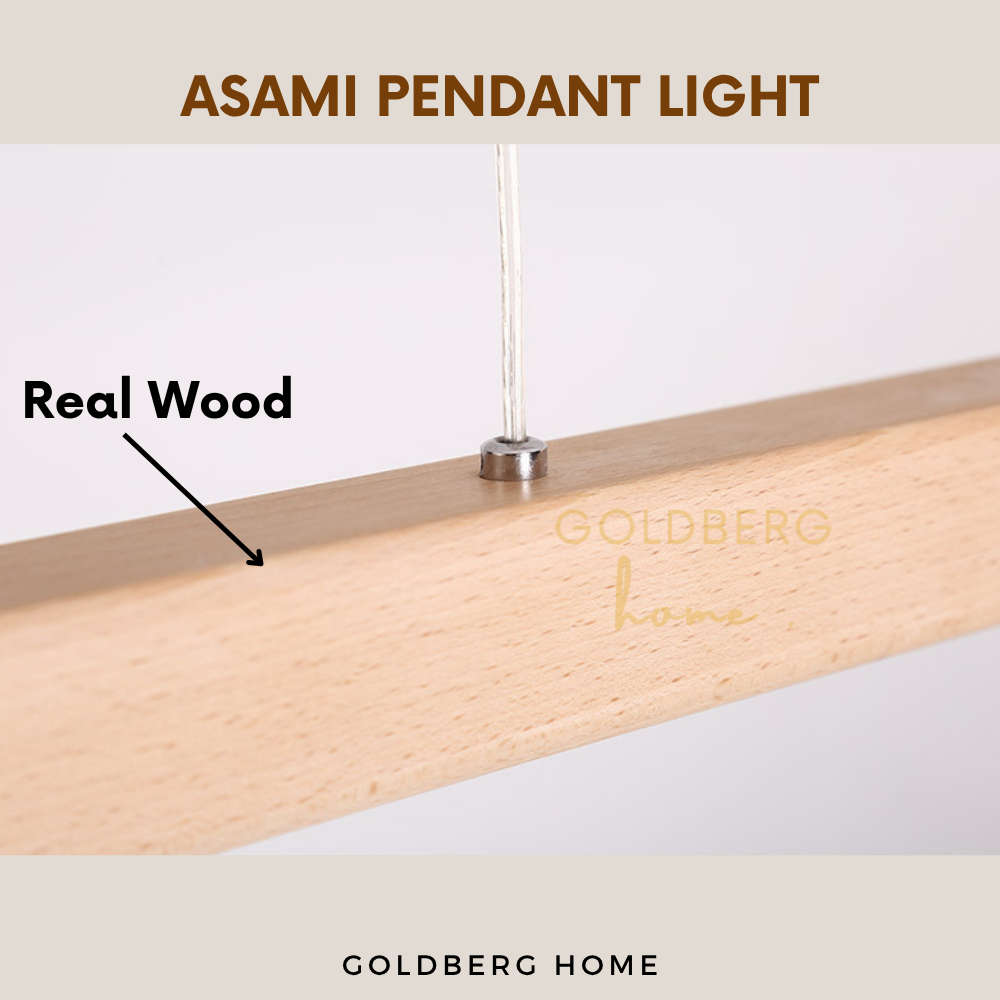Close up of Asami Hanging Lights |R eal Wood Hanging Light | Goldberg Home SG