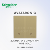 [SG Seller] Schneider Avataron C 20A Heater 1G1W 1G2W 2G1W White, Wine Gold, Dark Grey