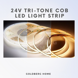 Premium Tri-tone 3Tone COB LED Light Strip 608LEDS 5M 12V 24V