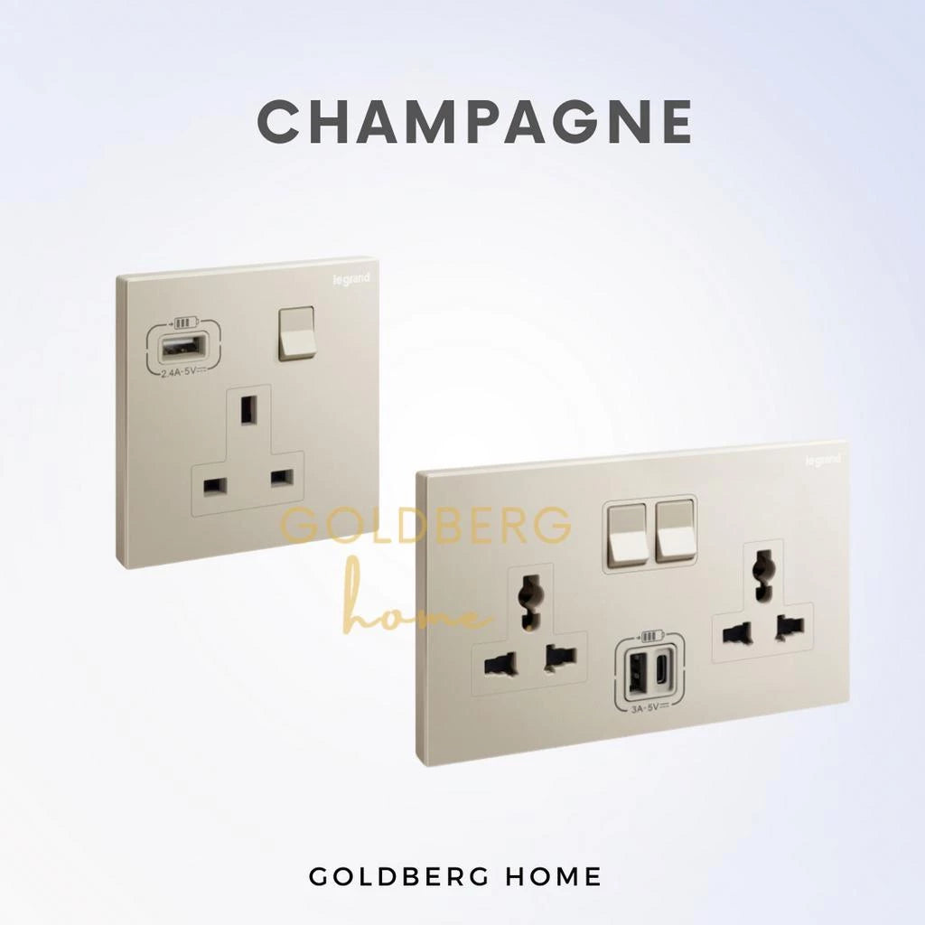 Legrand Galion Socket with USB White Dark Silver Champagne Rose Gold Matt Black