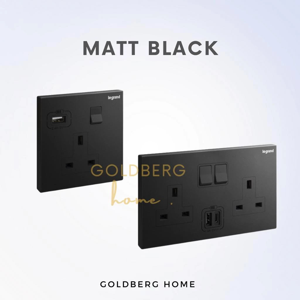 Legrand Galion Socket with USB White Dark Silver Champagne Rose Gold Matt Black