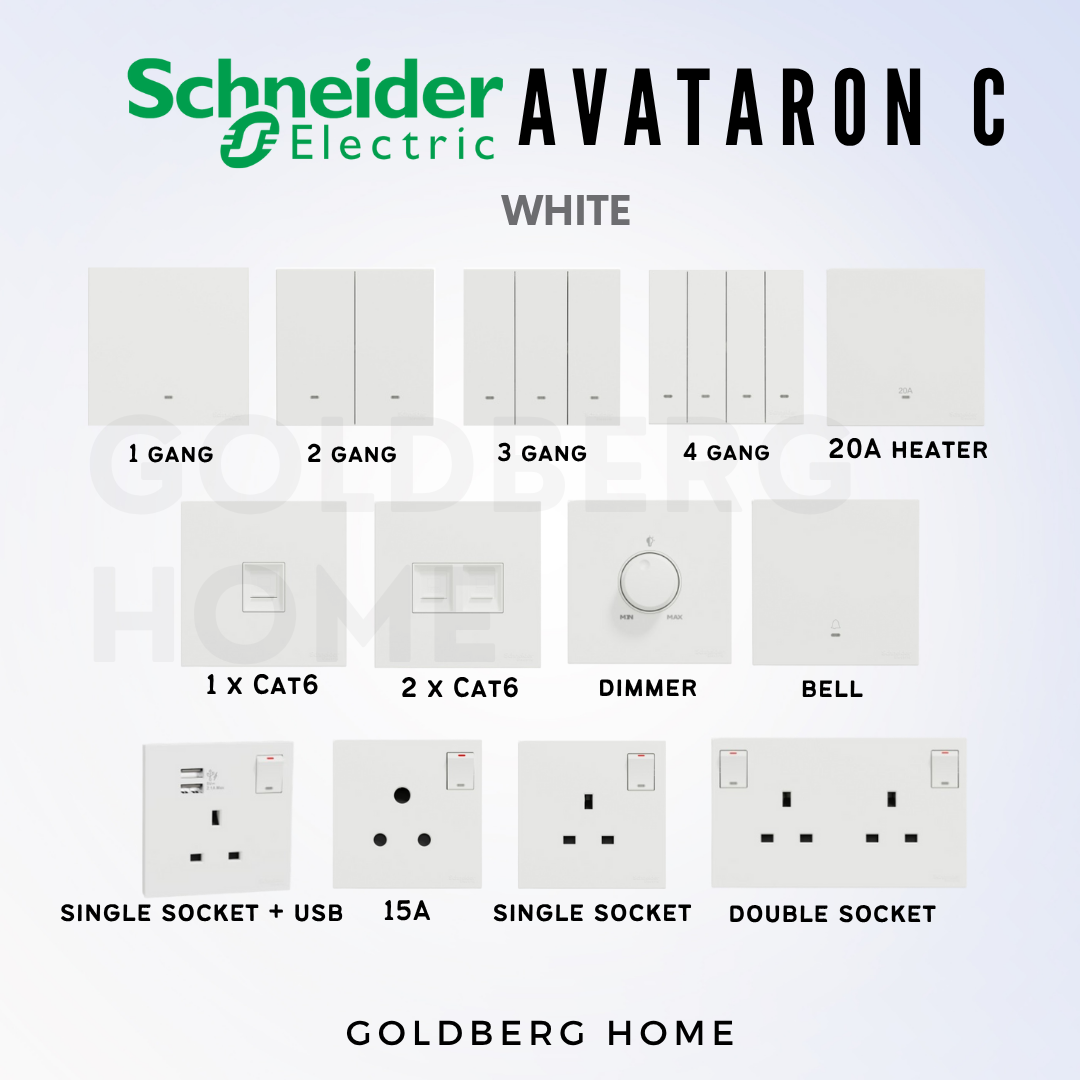 Schneider Avataron C Switch and Socket Wine Gold, Dark Grey, White