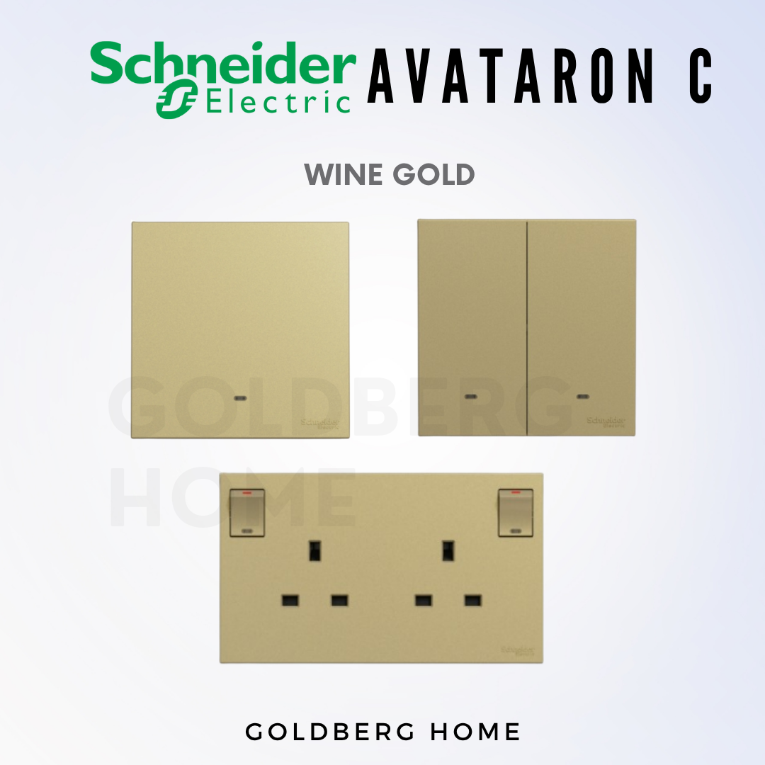 Schneider Avataron C Switch and Socket Wine Gold, Dark Grey, White