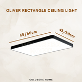 Oliver Rectangle Ceiling Light 34W 45W 65W Black and White