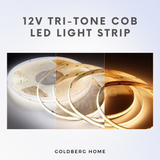 Premium Tri-tone 3Tone COB LED Light Strip 608LEDS 5M 12V 24V