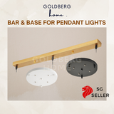 80cm Bar and 30cm Base for 3 Pendant Lights - Black White Gold Wood