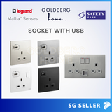 Legrand Mallia Senses Socket with USB White Dark Silver Champagne Matt Black