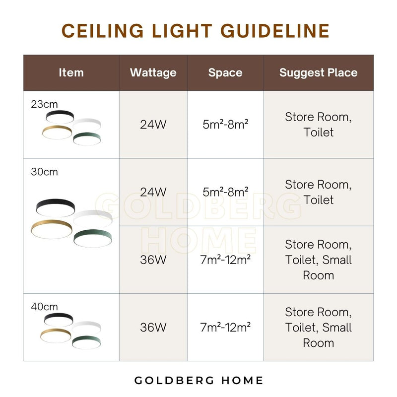 Edinburgh Premium LED Ceiling Light 23cm 30cm 24W 36W