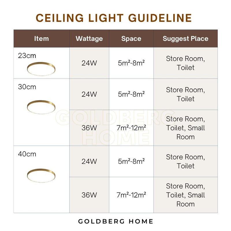 Edinburgh Gold LED Ceiling Light 23cm 30cm 40cm 24W 36W