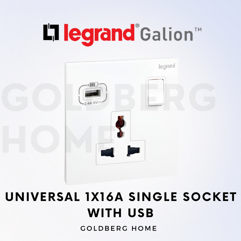 Legrand Galion Universal Double Socket with USB A and USB C