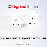 Legrand Galion Universal Double Socket with USB A and USB C