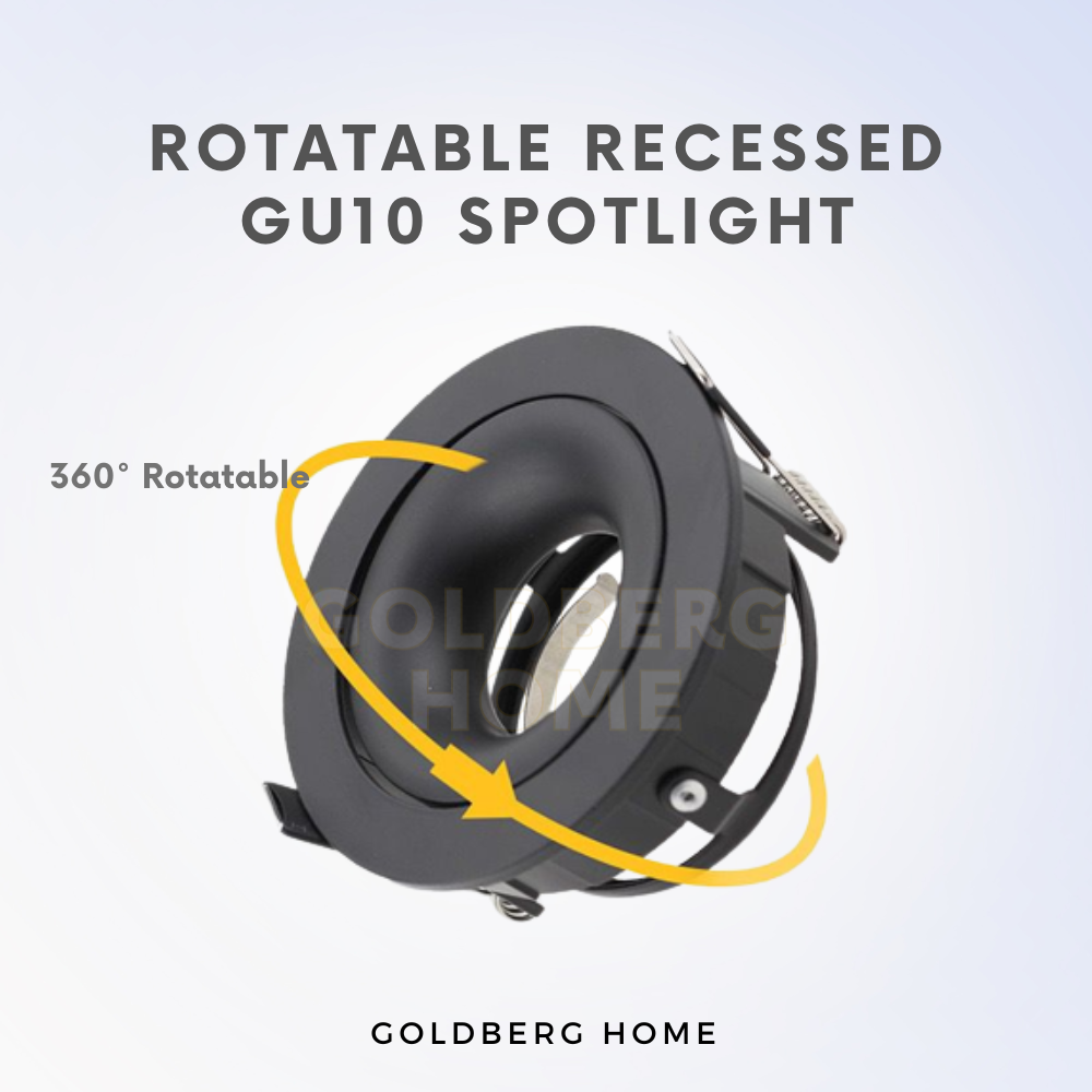 Pasing  Rotatable Recessed GU10 Spotlight Downlight (95mm) Round Black White