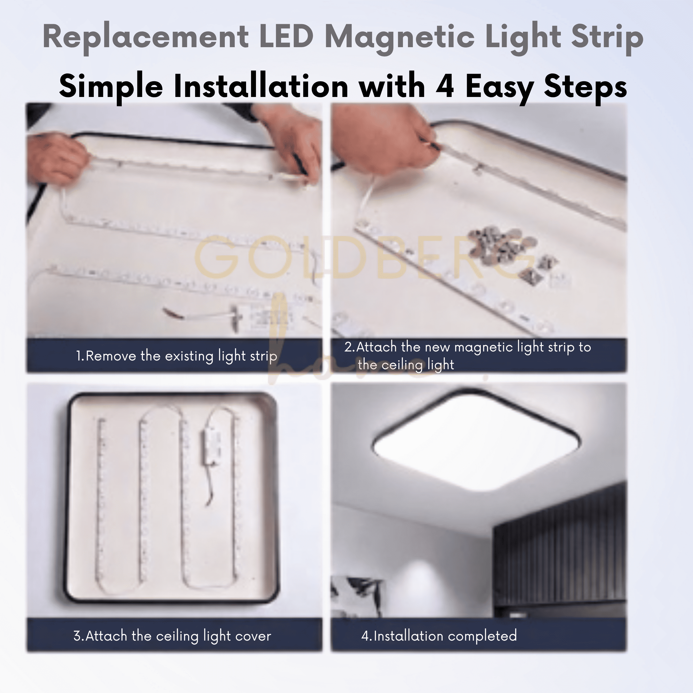 LED Magnetic Light Strip Replacement 36W 48W 72W Daylight 3Tone| Goldberg Home