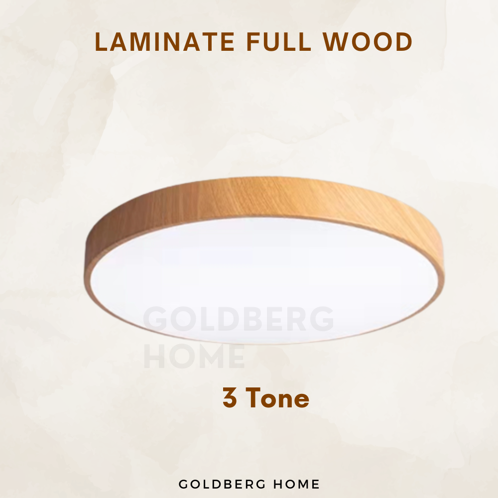 Laminate Full Wood 24W 36W 23/30/40CM- LED Ceiling Light- Daylight Warm White 3Tone