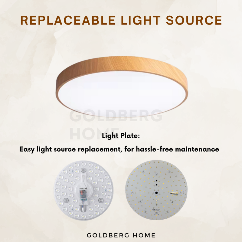 Laminate Full Wood 24W 36W 23/30/40CM- LED Ceiling Light