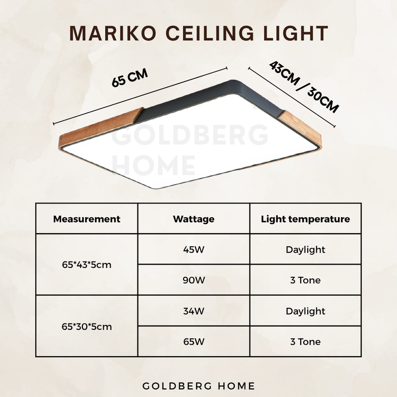 Mariko Nordic Rectangle 34W 45W 65W 90W LED Ceiling Light