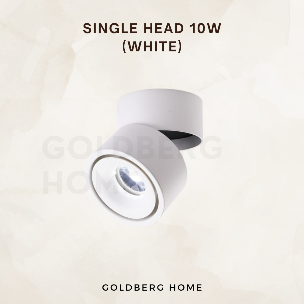 White Single Head Max Adjustable Spotlight | Surface Mounted Spotlight | Goldberg Home SG